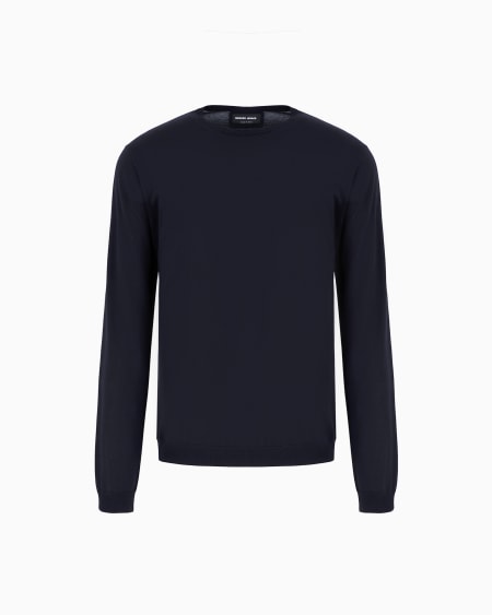 a|x armani exchange Long-sleeved crew-neck jumper in silk and cotton