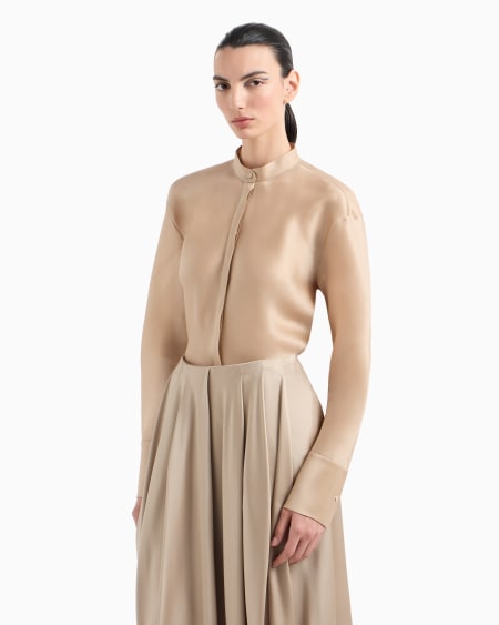 A|x Armani Exchange Long-sleeved Shirt In Triple Silk Georgette