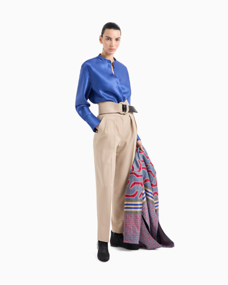 A|x Armani Exchange Long-sleeved Shirt In Triple Silk Georgette