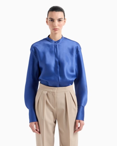 A|x Armani Exchange Long-sleeved Shirt In Triple Silk Georgette