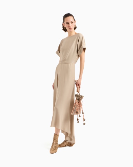 A|x Armani Exchange Long Triple Silk Georgette Dress
