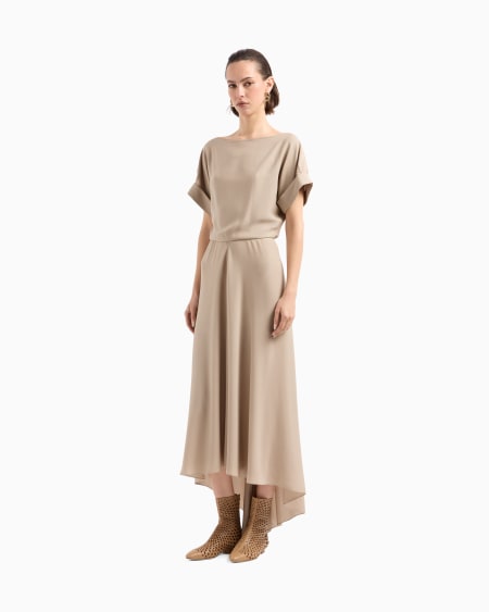 A|x Armani Exchange Long Triple Silk Georgette Dress