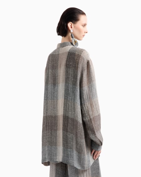 A|x Armani Exchange Loose Brushed Linen Check Shirt