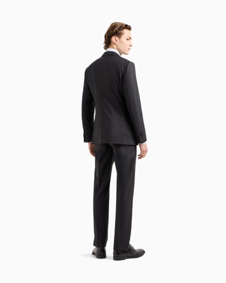 A|x Armani Exchange Manhattan Line Pinstriped Virgin-wool Single-breasted Suit