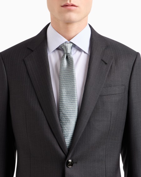 A|x Armani Exchange Manhattan Line Pinstriped Virgin-wool Single-breasted Suit