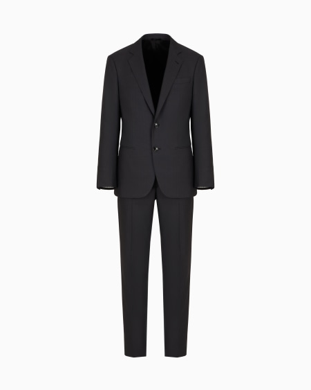 a|x armani exchange Manhattan Line pinstriped virgin-wool single-breasted suit