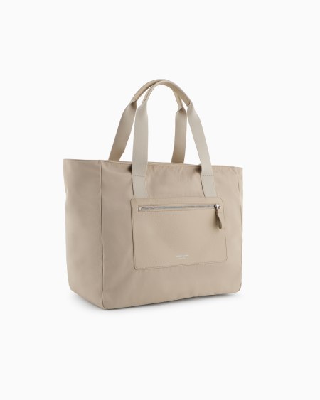 A|x Armani Exchange Medium Shopper Bag In Nylon And Pebbled Leather