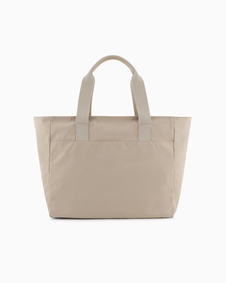 A|x Armani Exchange Medium Shopper Bag In Nylon And Pebbled Leather
