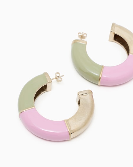 A|x Armani Exchange Metal And Enamel Semi-circular Earrings