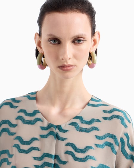 A|x Armani Exchange Metal And Enamel Semi-circular Earrings