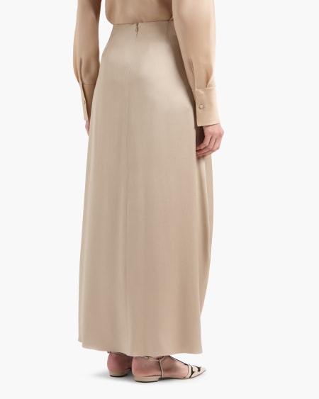 A|x Armani Exchange Midi Skirt In Double-sided Silk Satin