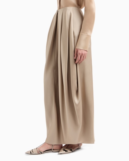 A|x Armani Exchange Midi Skirt In Double-sided Silk Satin