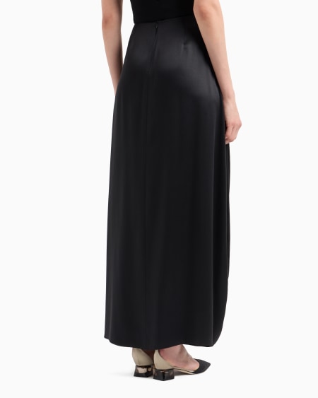 A|x Armani Exchange Midi Skirt In Double-sided Silk Satin