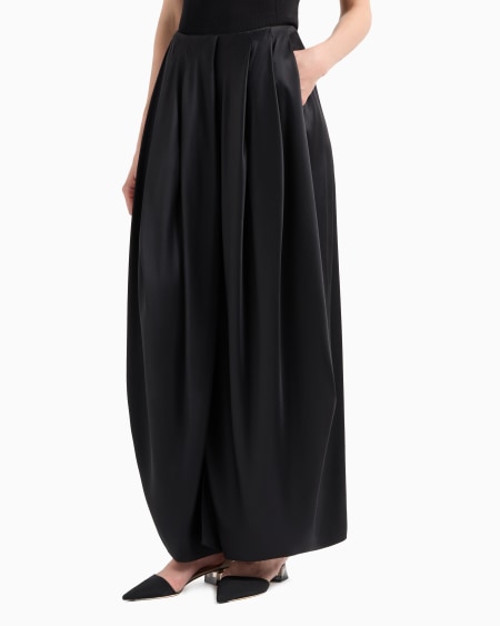 A|x Armani Exchange Midi Skirt In Double-sided Silk Satin