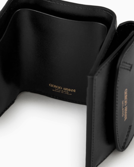 A|x Armani Exchange Mini La Prima Trifold Wallet In Palmellato Leather