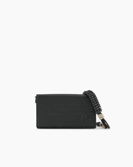 a|x armani exchange Mobile phone holder in pleated nappa leather