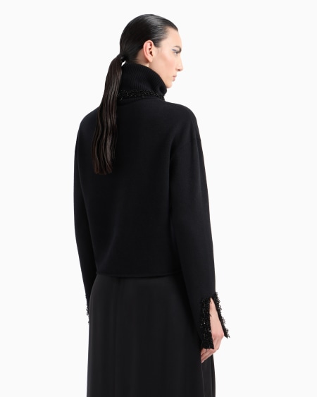 A|x Armani Exchange Mock-neck Jumper In Cashmere And Wool With Embroidery