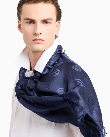 A|x Armani Exchange Monogram Jacquard Virgin-wool And Silk Stole