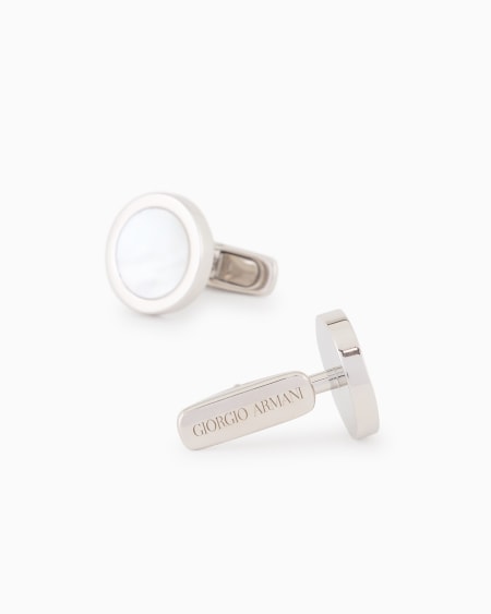 A|x Armani Exchange Mother-of-pearl And Sterling Silver Cufflinks