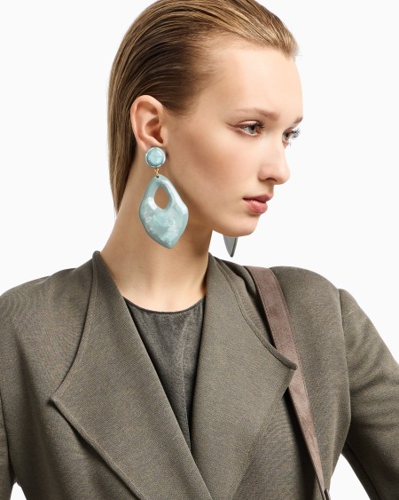 A|x Armani Exchange Mother-of-pearl Effect Clip-on Pendant Earrings