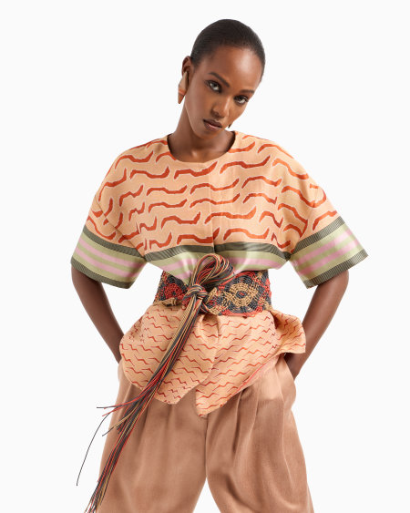 A|x Armani Exchange Multicoloured Macramé Cotton Belt