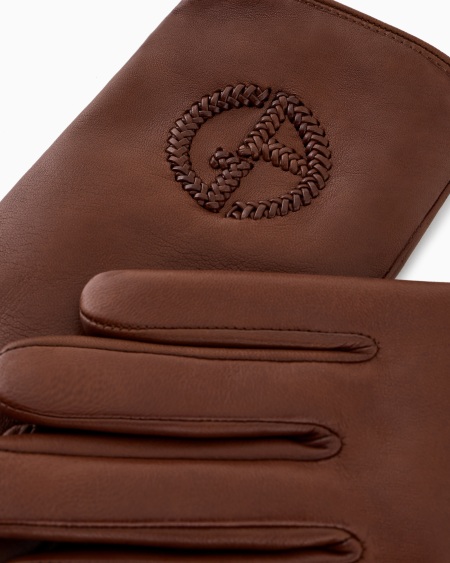 A|x Armani Exchange Nappa Leather Gloves With Embroidered Logo