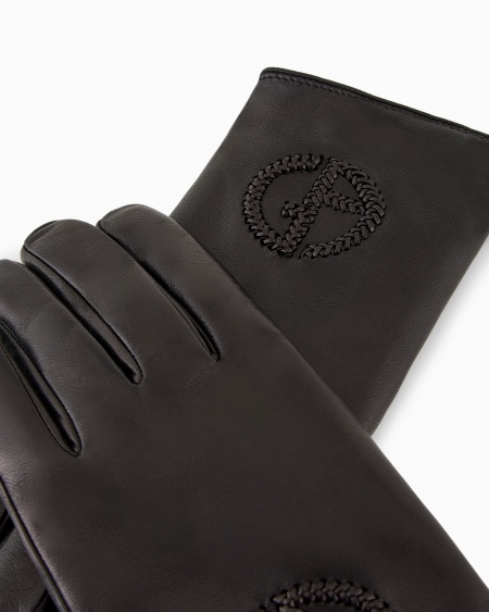 A|x Armani Exchange Nappa Leather Gloves With Embroidered Logo