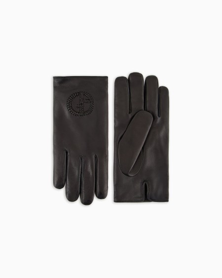 a|x armani exchange Nappa leather gloves with embroidered logo