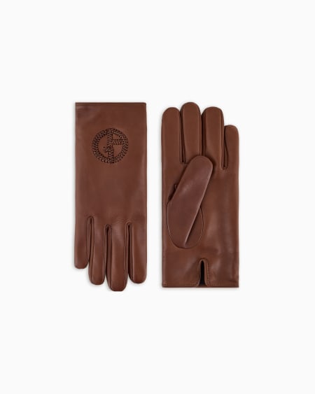 a|x armani exchange Nappa leather gloves with embroidered logo