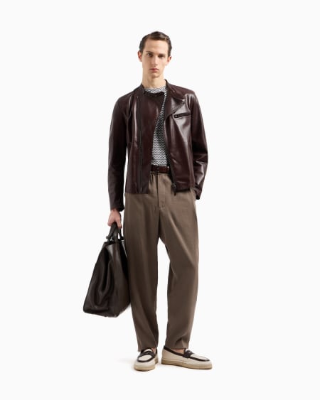 A|x Armani Exchange Nappa-leather Jacket With Threading