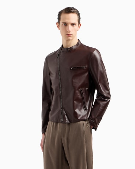 A|x Armani Exchange Nappa-leather Jacket With Threading