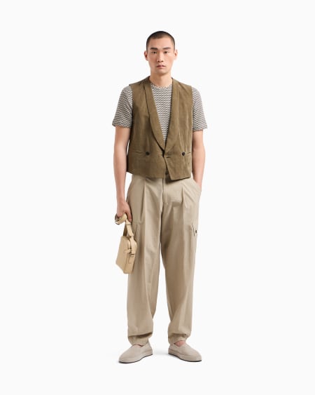 A|x Armani Exchange One-pleat Cargo Trousers In Cotton Canvas
