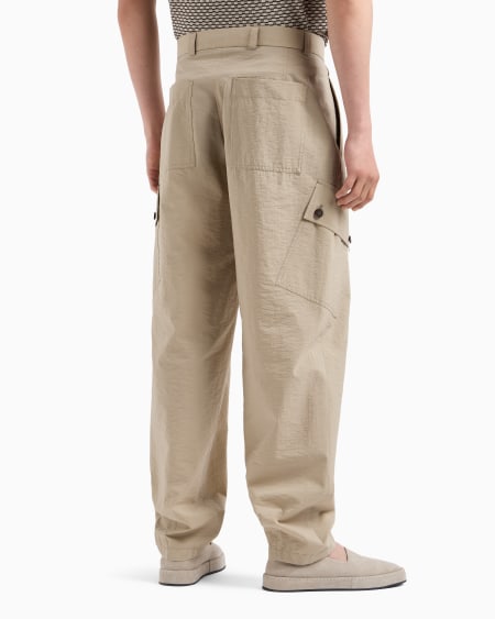 A|x Armani Exchange One-pleat Cargo Trousers In Cotton Canvas
