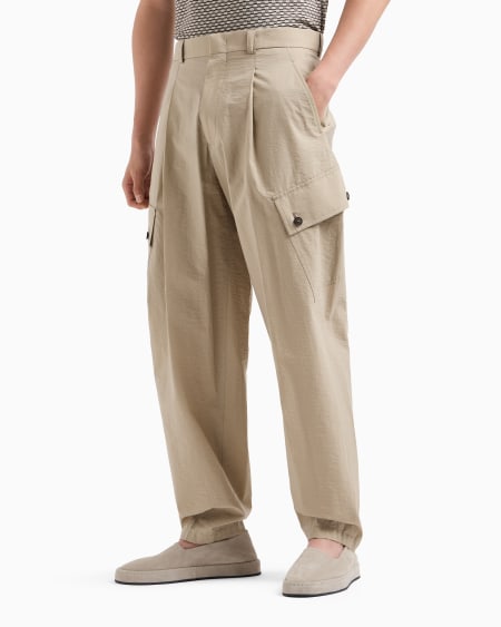 A|x Armani Exchange One-pleat Cargo Trousers In Cotton Canvas