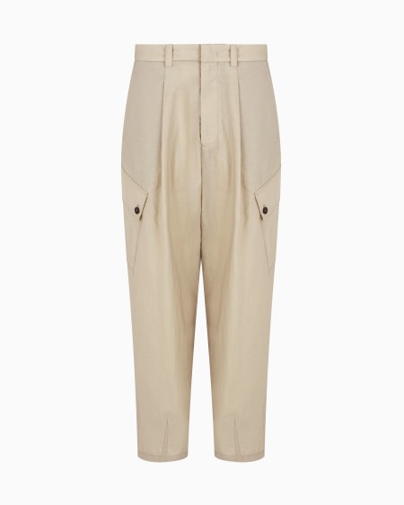 a|x armani exchange One-pleat cargo trousers in cotton canvas