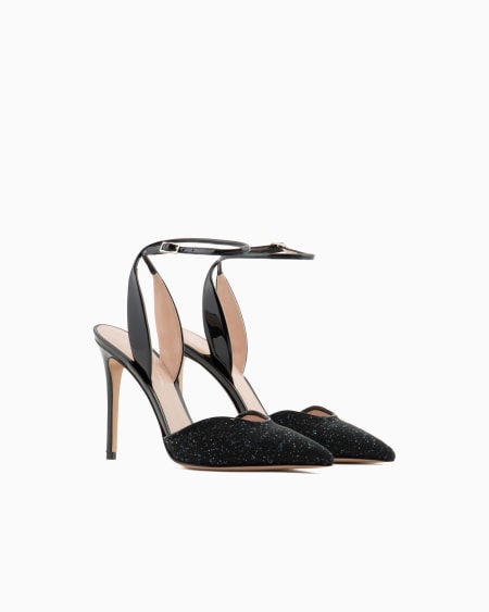 A|x Armani Exchange Patent Leather And Rhinestone Court Shoes