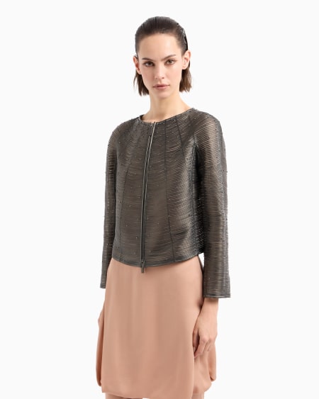 A|x Armani Exchange Pearlised Nappa Leather Jacket With Applied Studs