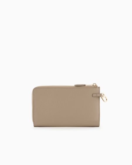 A|x Armani Exchange Pebbled Leather Wallet With Wraparound Zip