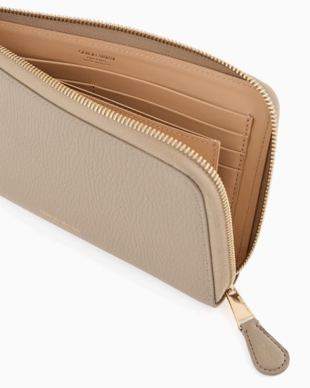 A|x Armani Exchange Pebbled Leather Wallet With Wraparound Zip