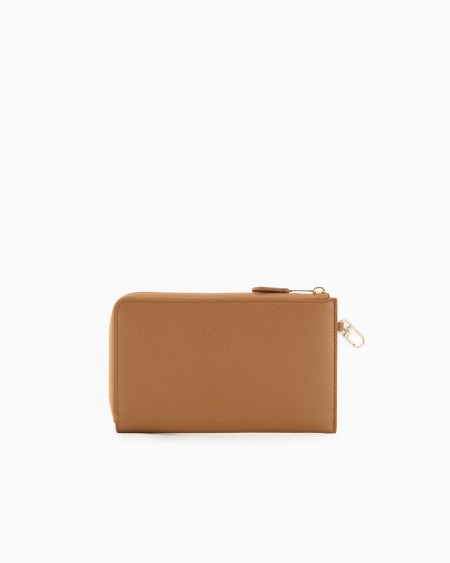 A|x Armani Exchange Pebbled Leather Wallet With Wraparound Zip