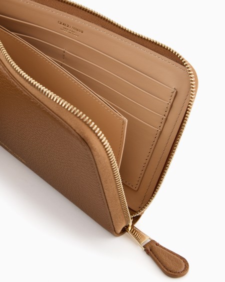 A|x Armani Exchange Pebbled Leather Wallet With Wraparound Zip