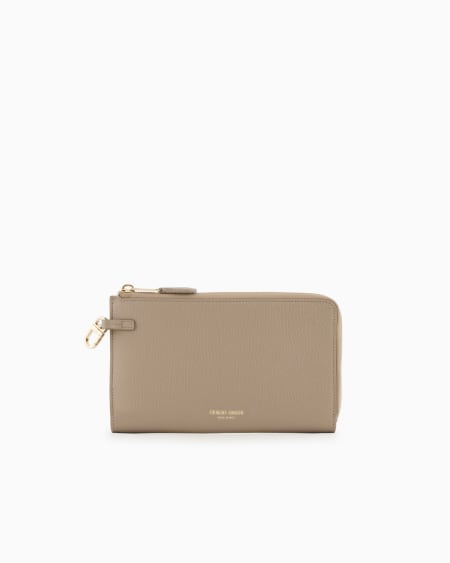 a|x armani exchange Pebbled leather wallet with wraparound zip