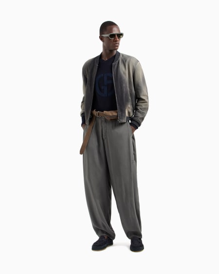 A|x Armani Exchange Perforated And Printed Nappa Leather Blouson