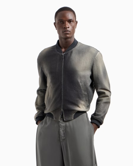 A|x Armani Exchange Perforated And Printed Nappa Leather Blouson