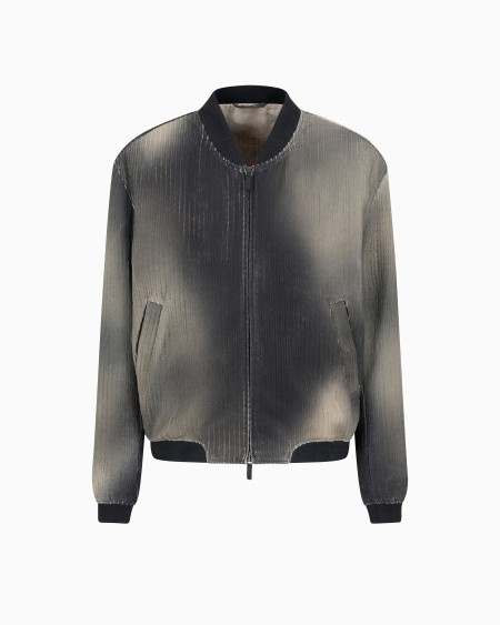 a|x armani exchange Perforated and printed nappa leather blouson