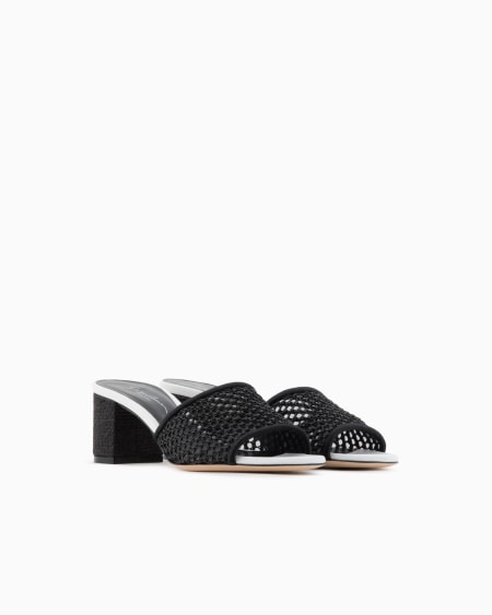 A|x Armani Exchange Perforated Fabric Heeled Sandals