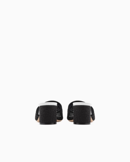 A|x Armani Exchange Perforated Fabric Heeled Sandals