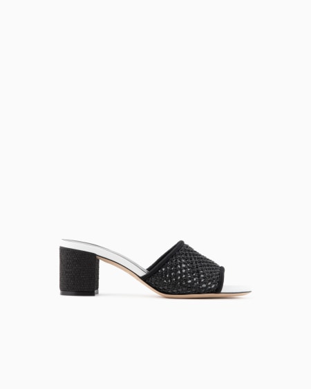 a|x armani exchange Perforated fabric heeled sandals