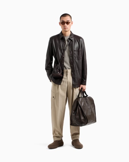 A|x Armani Exchange Perforated Nappa-leather Shirt Jacket