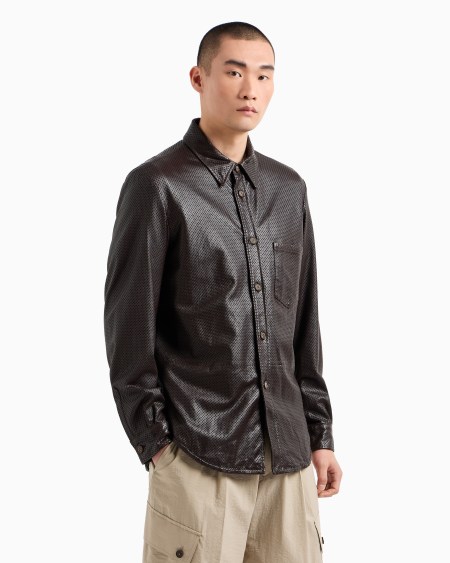 A|x Armani Exchange Perforated Nappa-leather Shirt Jacket
